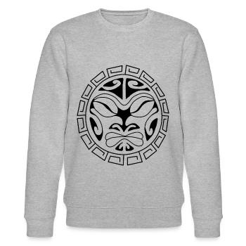 Maori Face People - Stanley/Stella CHANGER Unisex Organic Sweatshirt - heather grey - Front - Nik (191cm) & Marisol (170cm)