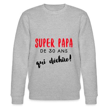 Super papa cadeau anniversaire 30 ans homme - Sweat bio CHANGER Stanley/Stella Unisexe - gris chiné - Devant - Nik (191cm) & Marisol (170cm)