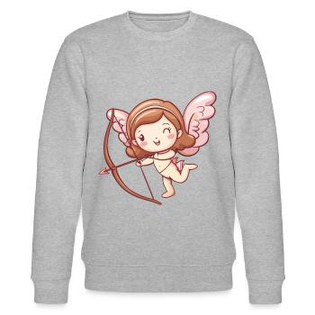 Angel Bow and Arrow Cupid Valentine's Day - Stanley/Stella CHANGER Unisex Organic Sweatshirt - heather grey - Front - Nik (191cm) & Marisol (170cm)