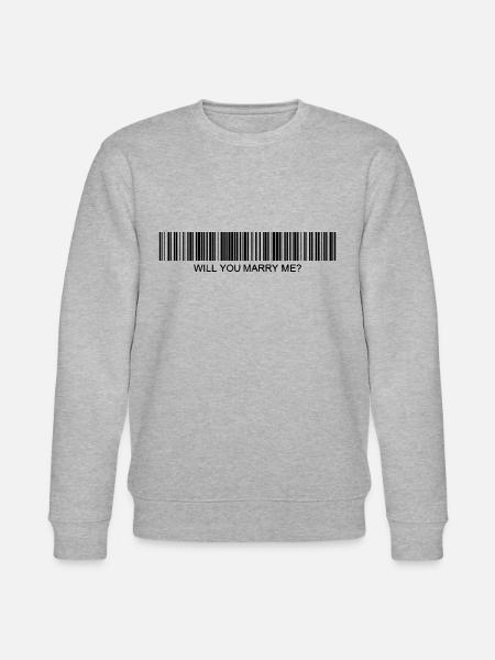 Will you marry me Barcode - Stanley/Stella CHANGER Unisex Organic Sweatshirt - heather grey