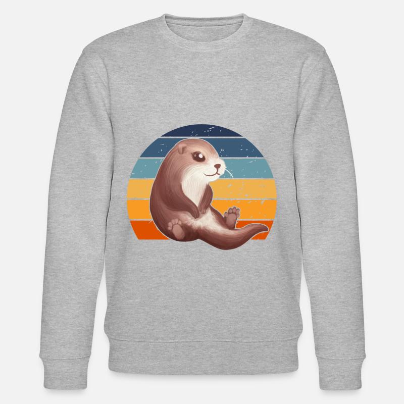 Süßer Retro Otter - Stanley/Stella Unisex Bio-Sweatshirt CHANGER  - Grau meliert