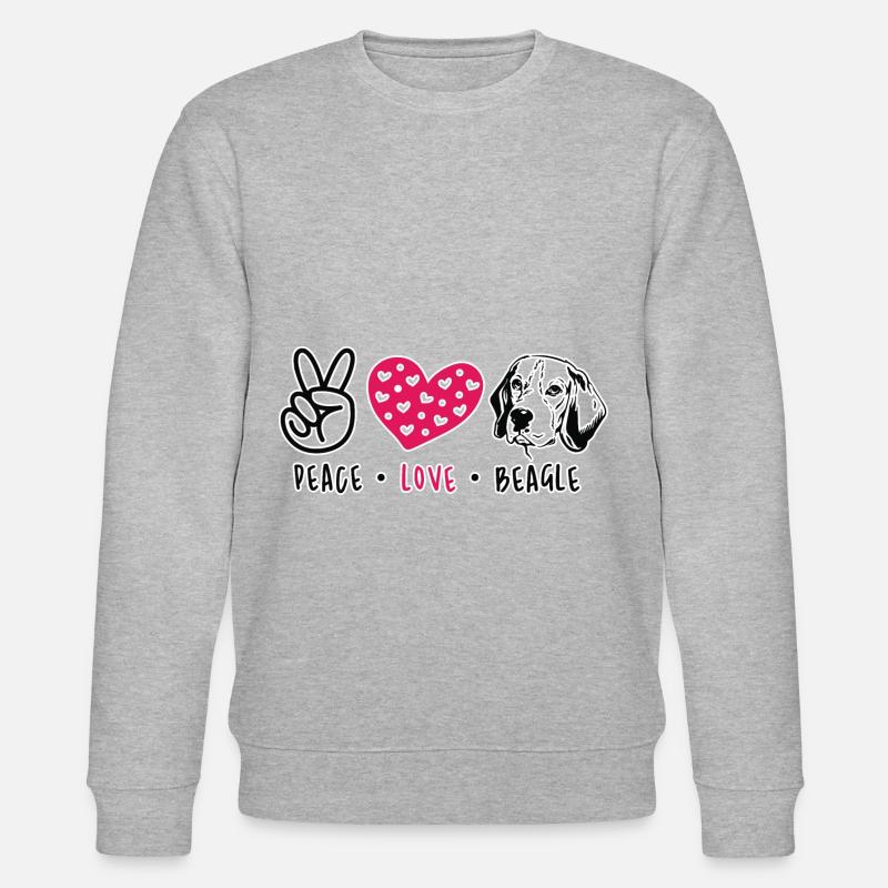 Paix amour beagle - Sweat bio CHANGER Stanley/Stella Unisexe - gris chiné
