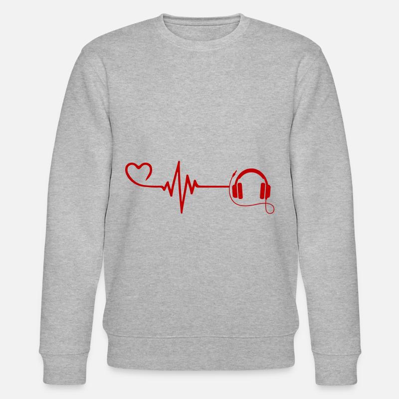 Kopfhörer Puls Herz Liebe - Stanley/Stella Unisex Bio-Sweatshirt CHANGER  - Grau meliert