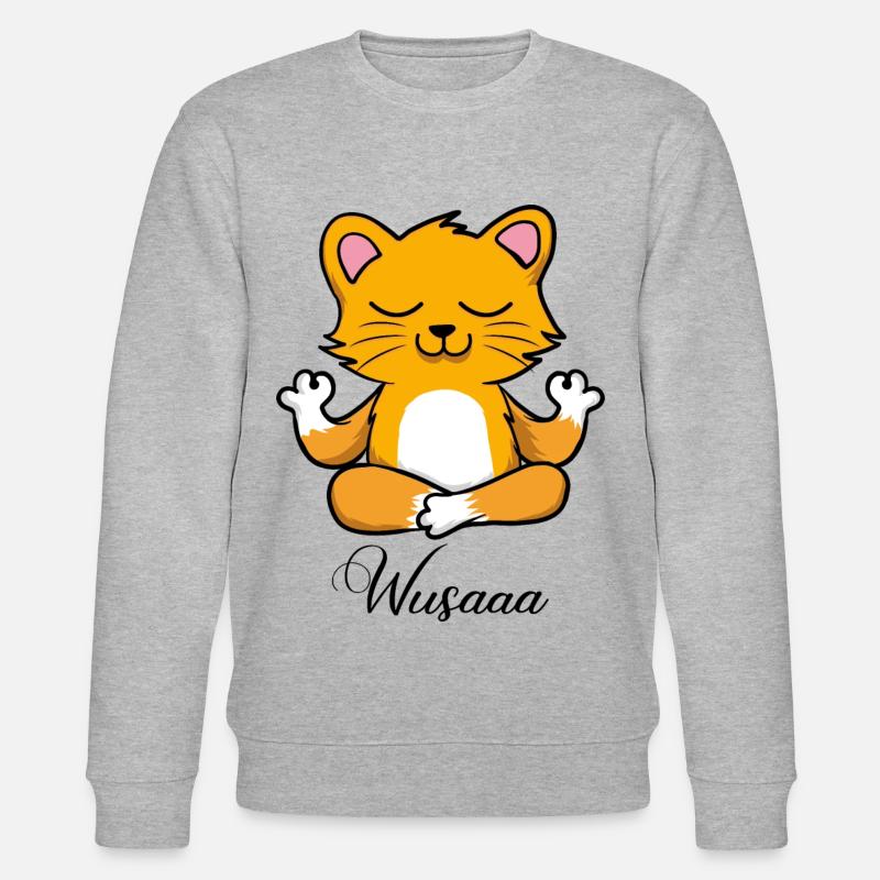Auszeit Durchatmen Wusaaa Katze - Stanley/Stella Unisex Bio-Sweatshirt CHANGER  - Grau meliert