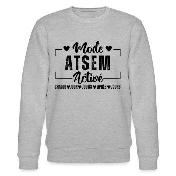 Mode atsem activé humour atsem cadeau pour atsem - Sweat bio CHANGER Stanley/Stella Unisexe - gris chiné - Devant - Nik (191cm) & Marisol (170cm)