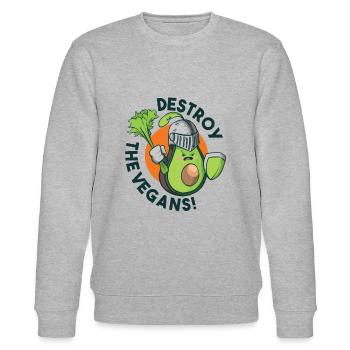 Destroy The Vegans. - Stanley/Stella Unisex Bio-Sweatshirt CHANGER  - Grau meliert - Vorne - Nik (191cm) & Marisol (170cm)