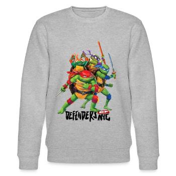 TMNT Mutant Mayhem Tous Turtles - Sweat bio CHANGER Stanley/Stella Unisexe - gris chiné - Devant - Nik (191cm) & Marisol (170cm)