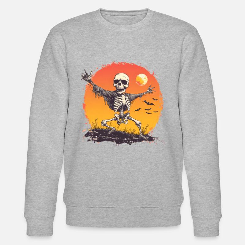 Dancing Skeleton Skull Halloween - Stanley/Stella CHANGER Unisex Organic Sweatshirt - heather grey