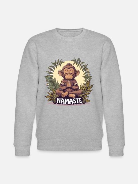 Yoga, Monkey, Relaxation, Chilling, Meditation - Stanley/Stella CHANGER Unisex Organic Sweatshirt - heather grey