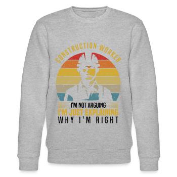 Construction worker - Stanley/Stella CHANGER Unisex Organic Sweatshirt - heather grey - Front - Nik (191cm) & Marisol (170cm)