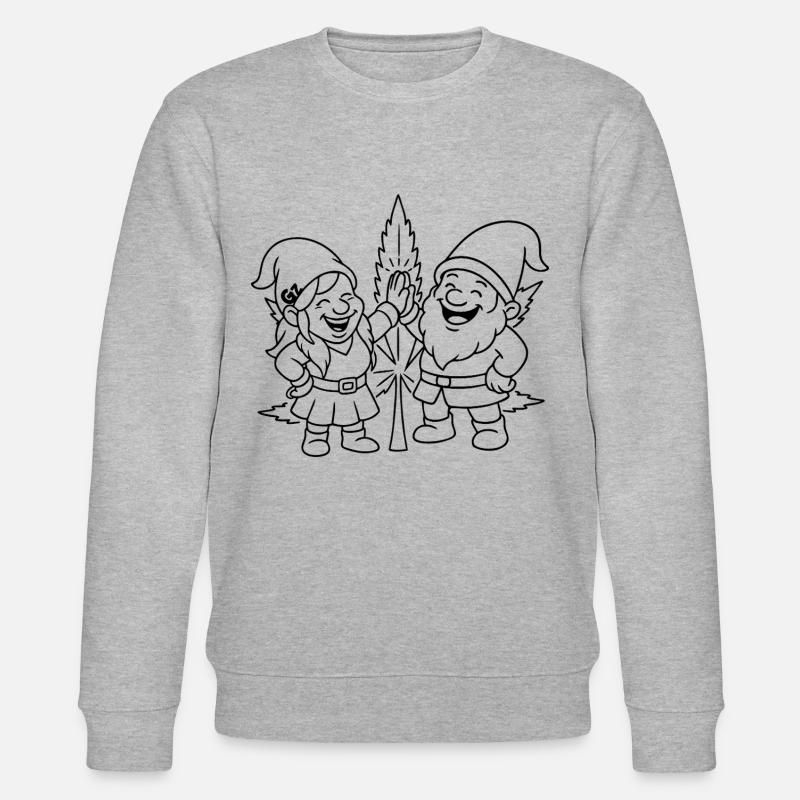 Zwergenfreunde mit Cannabisblatt - Stanley/Stella Unisex Bio-Sweatshirt CHANGER  - Grau meliert