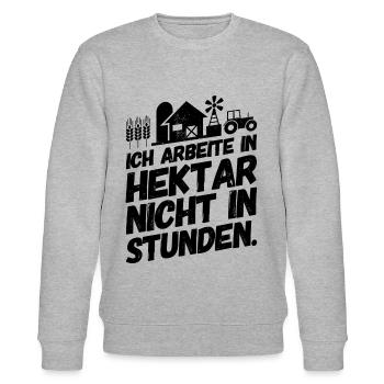 Landwirt Bauer Landwirtschaft Sprüche Hektar - Stanley/Stella Unisex Bio-Sweatshirt CHANGER  - Grau meliert - Vorne - Nik (191cm) & Marisol (170cm)