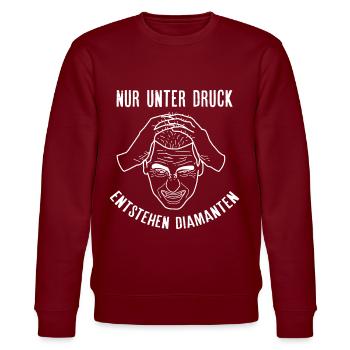 Spruch Nur unter Druck entstehen Diamanten - Stanley/Stella Unisex Bio-Sweatshirt CHANGER  - Burgunderrot - Vorne - Nik (191cm) & Marisol (170cm)