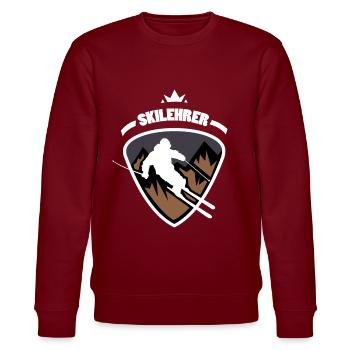 Skilehrer Wappen Logo - Stanley/Stella Unisex Bio-Sweatshirt CHANGER  - Burgunderrot - Vorne - Nik (191cm) & Marisol (170cm)