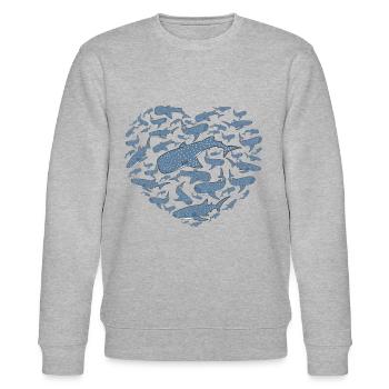 Walhai Geschenkidee Wale Hai Shirt Kinder Walhai - Stanley/Stella Unisex Bio-Sweatshirt CHANGER  - Grau meliert - Vorne - Nik (191cm) & Marisol (170cm)