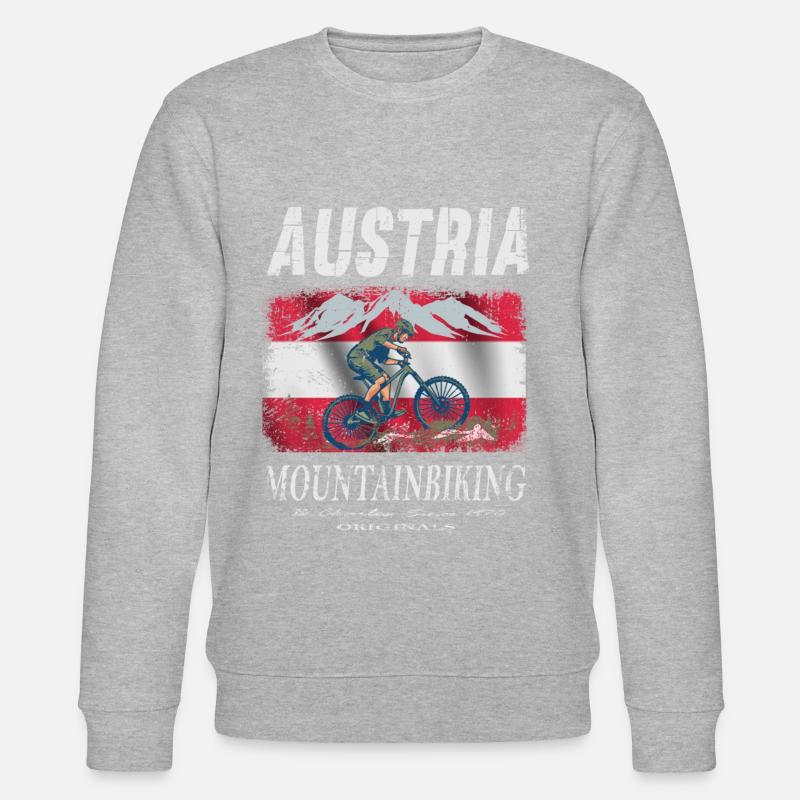 Austria Mountainbiking Radeln Urlaub Geschenk - Stanley/Stella Unisex Bio-Sweatshirt CHANGER  - Grau meliert