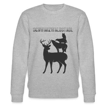 Schwarzwald wandern Tracht Wildtieren - Stanley/Stella Unisex Bio-Sweatshirt CHANGER  - Grau meliert - Vorne - Nik (191cm) & Marisol (170cm)