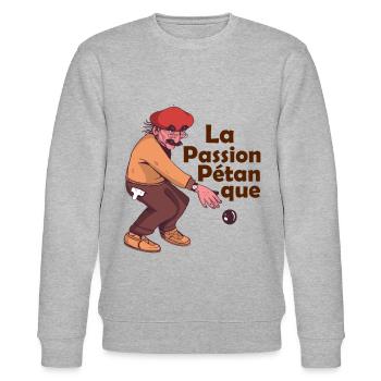 Français La Passion Pétanque Jeu de Pétanque Boule - Sweat bio CHANGER Stanley/Stella Unisexe - gris chiné - Devant - Nik (191cm) & Marisol (170cm)