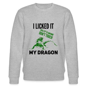BEARDED DRAGON Lizard I Licked It Don't Touch - Stanley/Stella Unisex Bio-Sweatshirt CHANGER  - Grau meliert - Vorne - Nik (191cm) & Marisol (170cm)