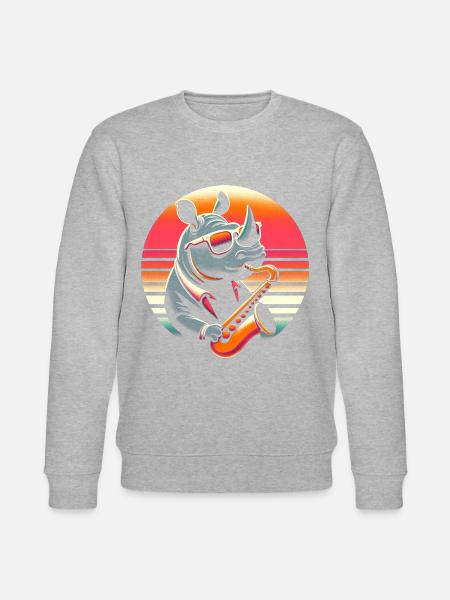Rhinoceros Saxophone - Stanley/Stella CHANGER Unisex Organic Sweatshirt - heather grey