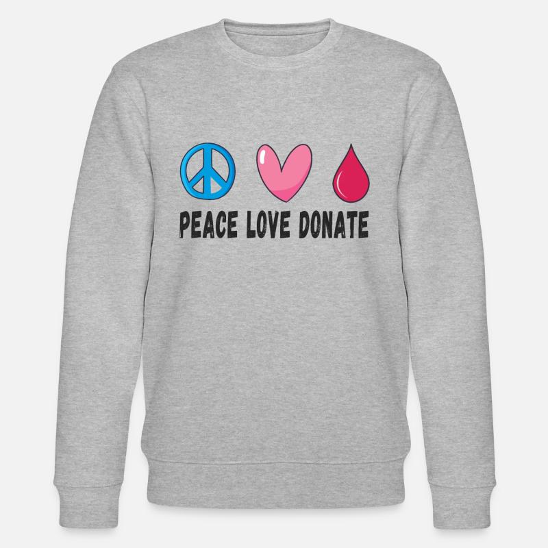 Friede Liebe Spende Blut - Stanley/Stella Unisex Bio-Sweatshirt CHANGER  - Grau meliert