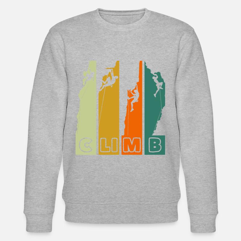 Climb Bergsteigen Klettern Retro - Stanley/Stella Unisex Bio-Sweatshirt CHANGER  - Grau meliert