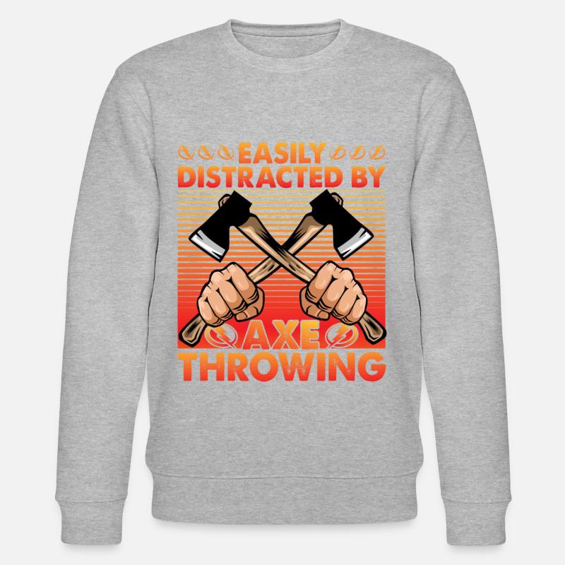 Easily Distracted by Axe Throwing - Stanley/Stella CHANGER Unisex Organic Sweatshirt - heather grey