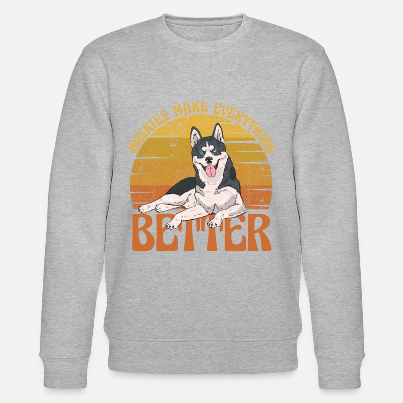 Huskies make everything better - Stanley/Stella CHANGER Unisex Organic Sweatshirt - heather grey