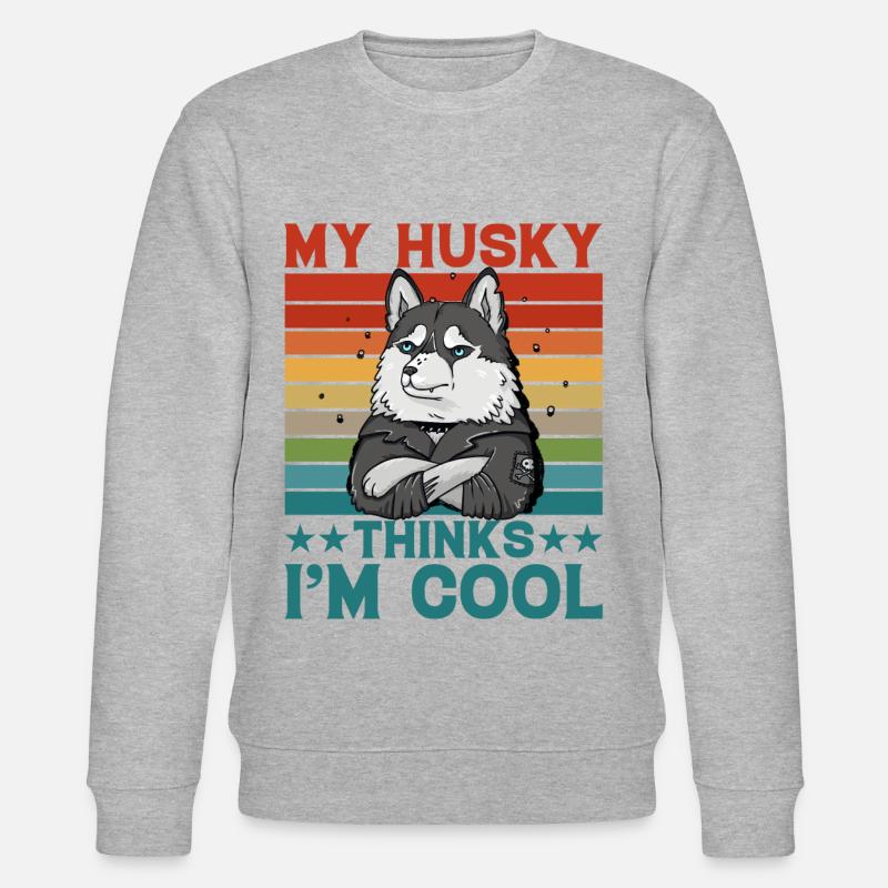 My Husky thinks I'm cool - Stanley/Stella Unisex Bio-Sweatshirt CHANGER  - Grau meliert