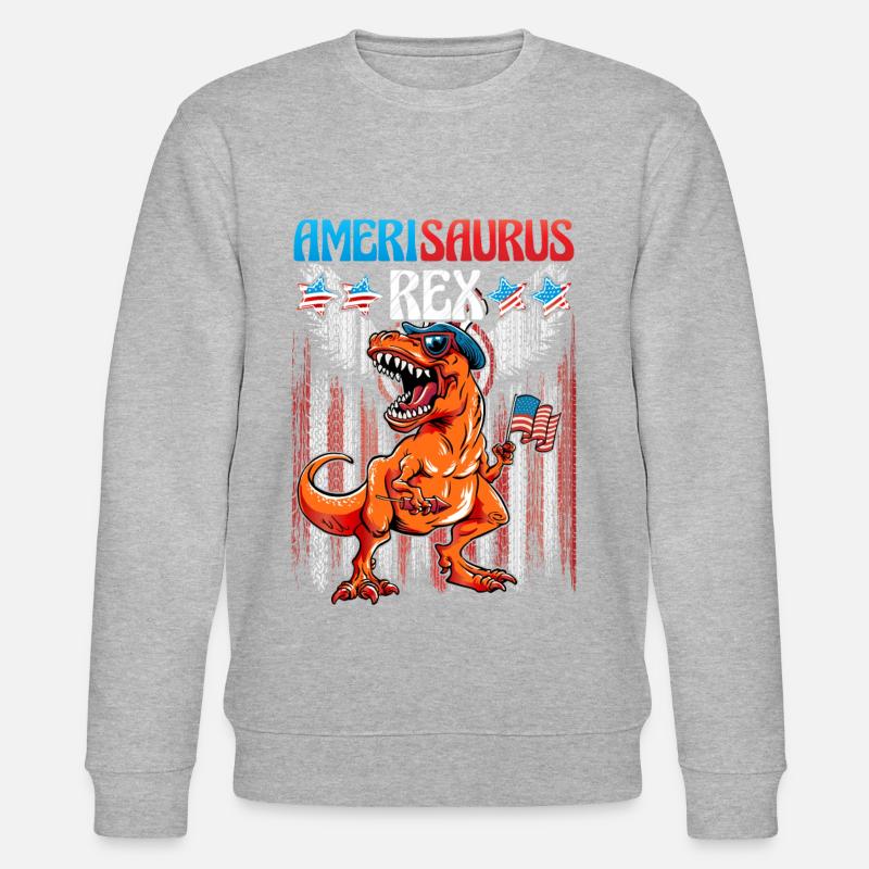 Amerisaurus Rex 4th July - Stanley/Stella Unisex Bio-Sweatshirt CHANGER  - Grau meliert
