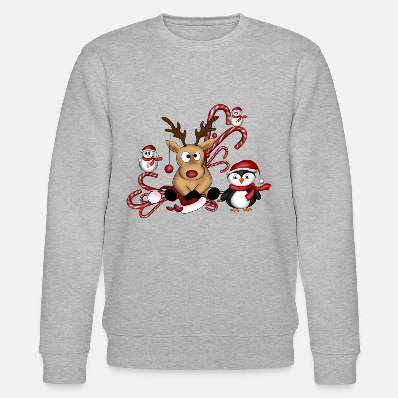 Rentier Pinguin Schneemänner - Stanley/Stella Unisex Bio-Sweatshirt CHANGER  - Grau meliert