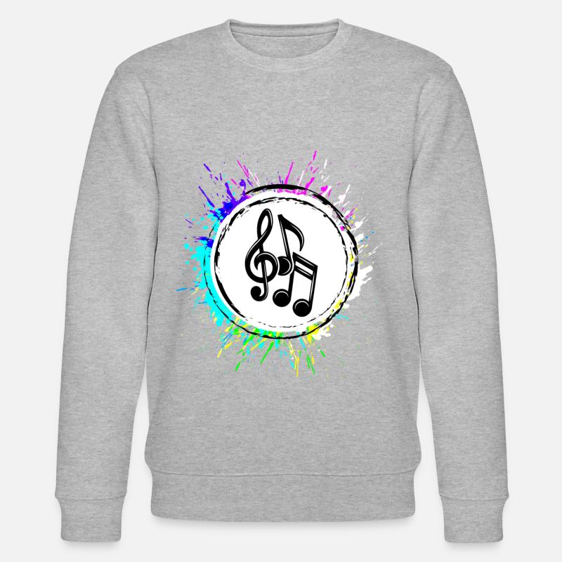 Musical Notes Characters - Stanley/Stella CHANGER Unisex Organic Sweatshirt - heather grey