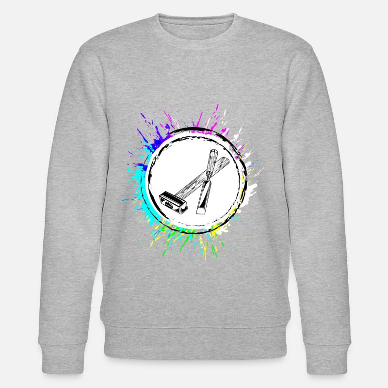 Hammer Tool Icon - Stanley/Stella CHANGER Unisex Organic Sweatshirt - heather grey