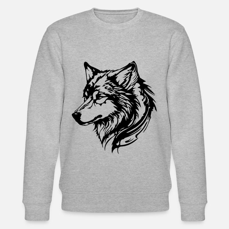 Wolf Kopf - Stanley/Stella Unisex Bio-Sweatshirt CHANGER  - Grau meliert