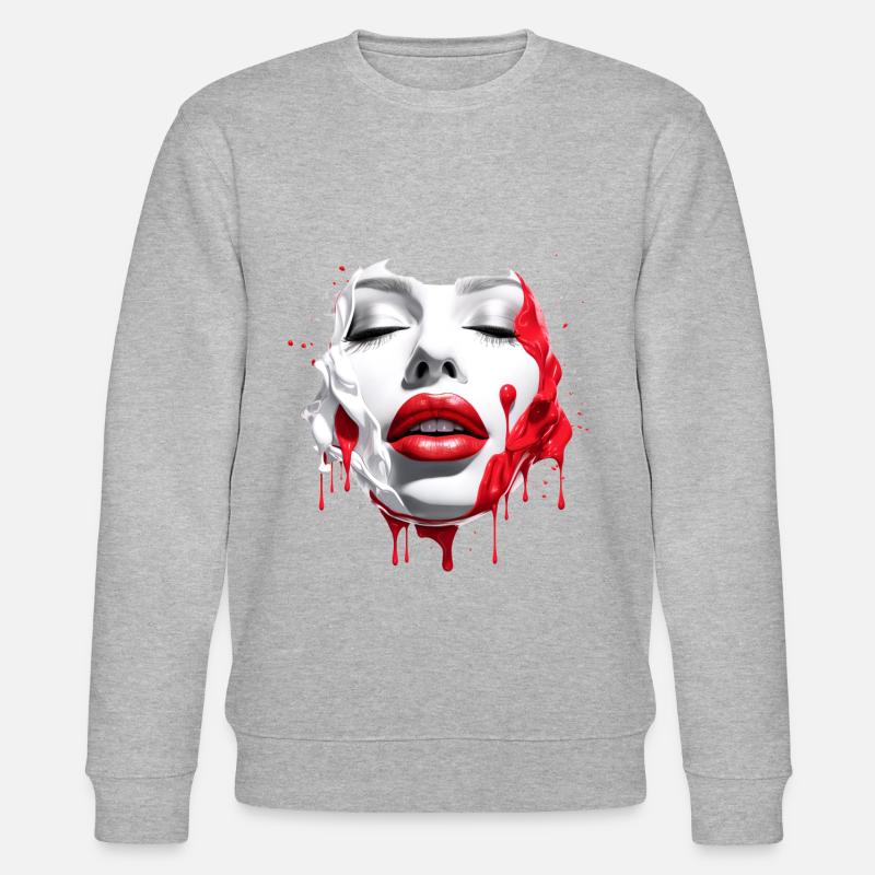 Frauengesicht Rote Lippen - Stanley/Stella Unisex Bio-Sweatshirt CHANGER  - Grau meliert