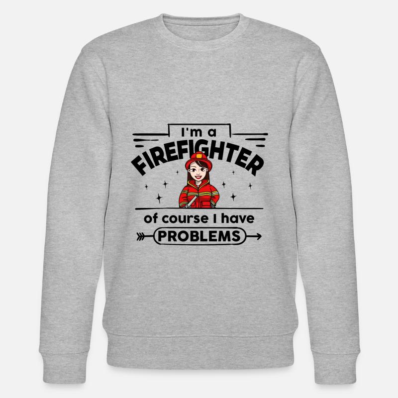 Firefighter - with Problems - Stanley/Stella CHANGER Unisex Organic Sweatshirt - heather grey