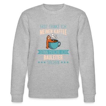 Bauleiter Bauleiterin Bauarbeiter Beruf Spruch - Stanley/Stella Unisex Bio-Sweatshirt CHANGER  - Grau meliert - Vorne - Nik (191cm) & Marisol (170cm)