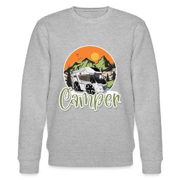 Camping Camper Campen - Stanley/Stella Unisex Bio-Sweatshirt CHANGER  - Grau meliert - Vorne - Nik (191cm) & Marisol (170cm)