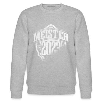 Meister 2023 Meisterprüfung Meisterbrief - Stanley/Stella Unisex Bio-Sweatshirt CHANGER  - Grau meliert - Vorne - Nik (191cm) & Marisol (170cm)