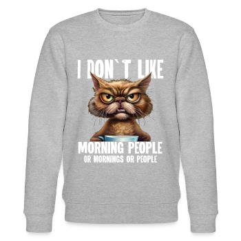 Katze Kaffee Lustige Sprüche - Stanley/Stella Unisex Bio-Sweatshirt CHANGER  - Grau meliert - Vorne - Nik (191cm) & Marisol (170cm)