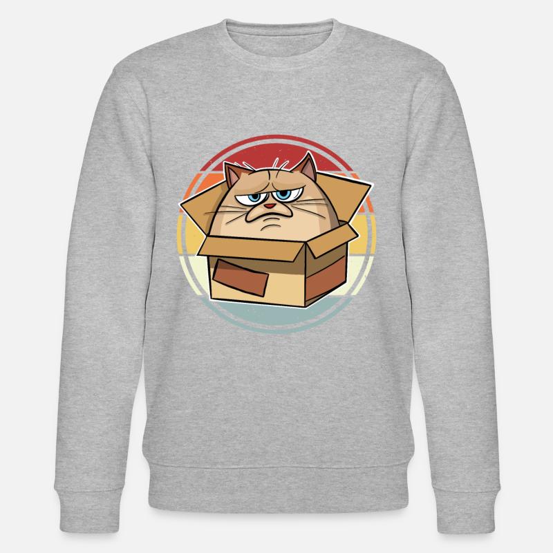 Katze Im Karton - Stanley/Stella Unisex Bio-Sweatshirt CHANGER - Grau meliert