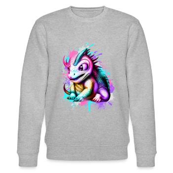 Drache Bunt - Stanley/Stella Unisex Bio-Sweatshirt CHANGER  - Grau meliert - Vorne - Nik (191cm) & Marisol (170cm)