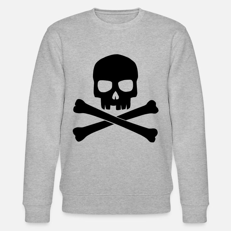 Crâne noir avec os croisés - Sweat bio CHANGER Stanley/Stella Unisexe - gris chiné