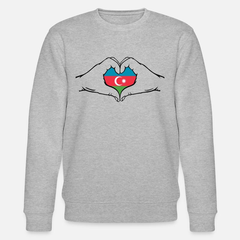 Azerbaijan Heart Shape with Hands - Stanley/Stella CHANGER Unisex Organic Sweatshirt - heather grey