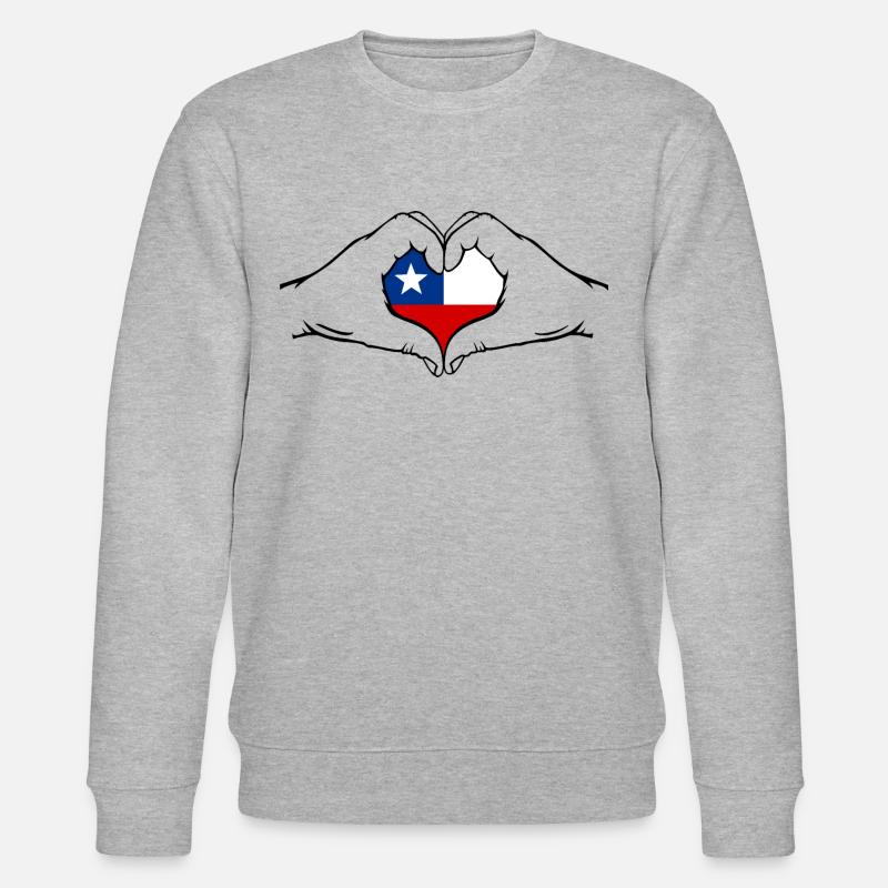 Chile Heart Shape with Hands - Stanley/Stella CHANGER Unisex Organic Sweatshirt - heather grey