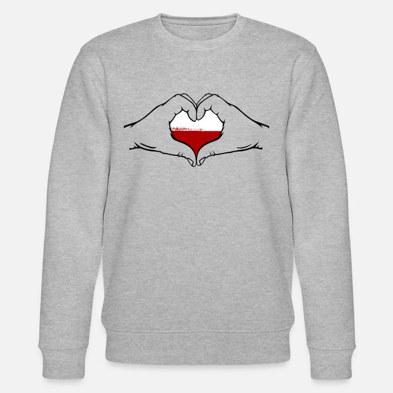 Polen Flagge Herzform - Stanley/Stella Unisex Bio-Sweatshirt CHANGER  - Grau meliert