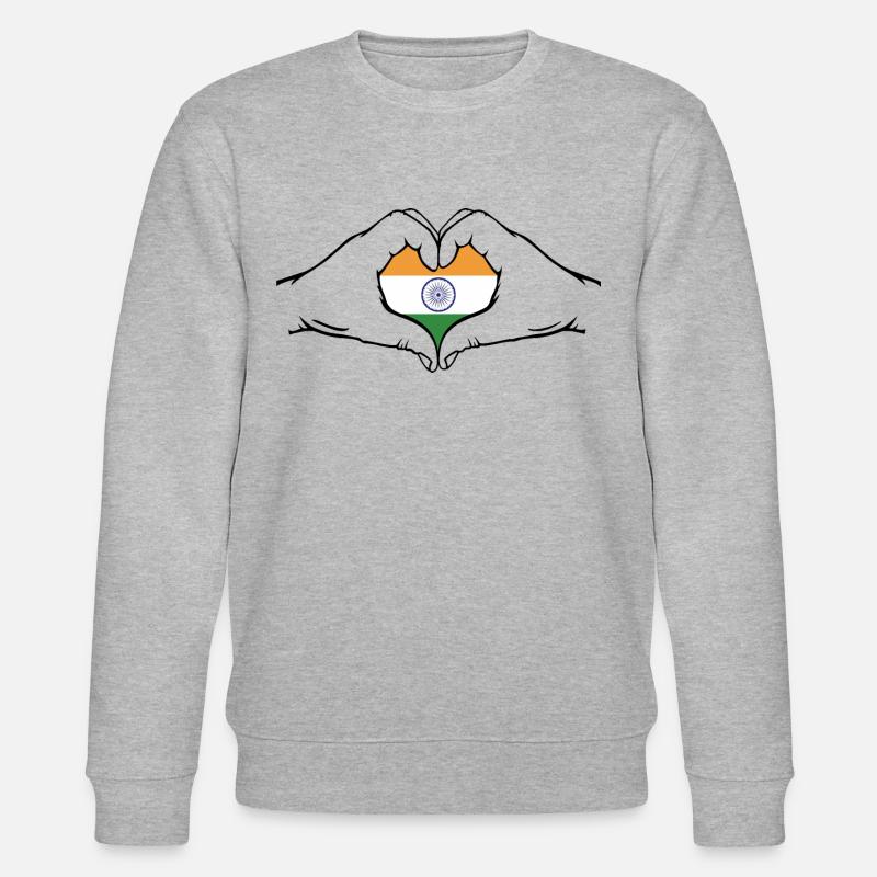Indien Flagge Herzform - Stanley/Stella Unisex Bio-Sweatshirt CHANGER - Grau meliert