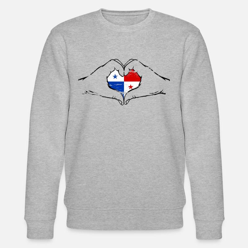 Panama Flagge Herzform used - Stanley/Stella Unisex Bio-Sweatshirt CHANGER  - Grau meliert