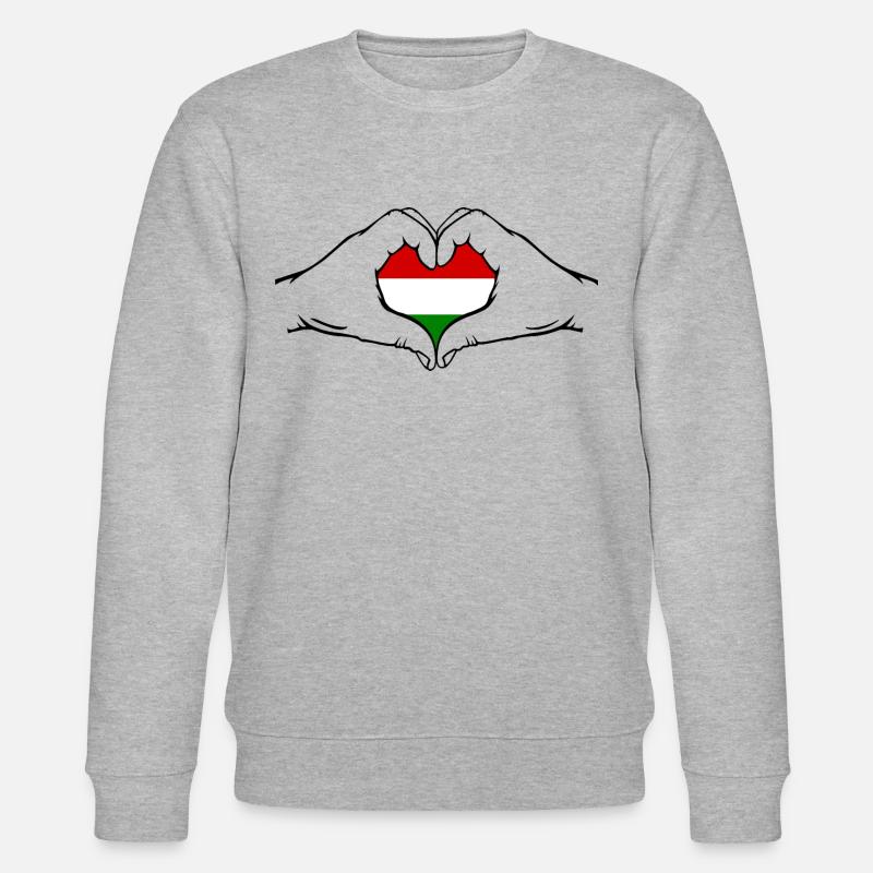 Ungarn Flagge Herzform - Stanley/Stella Unisex Bio-Sweatshirt CHANGER  - Grau meliert