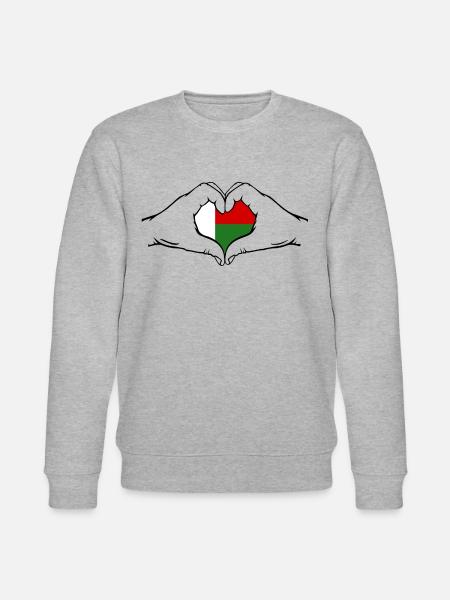 Madagascar Flag Heart Shape - Stanley/Stella CHANGER Unisex Organic Sweatshirt - heather grey
